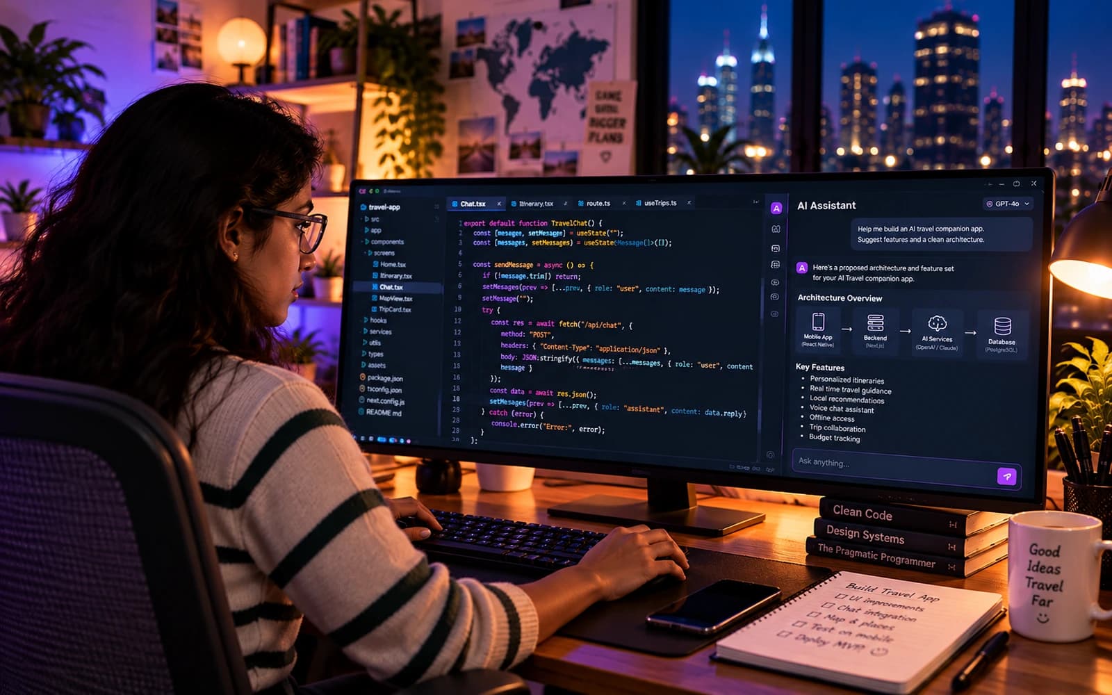 A developer building a feature with an AI assistant
